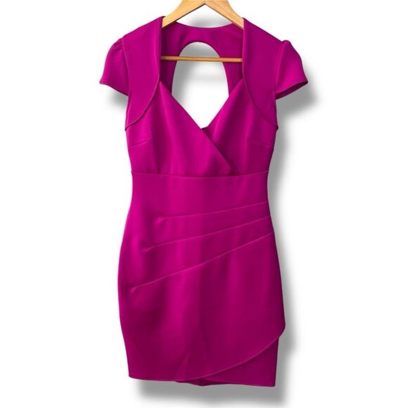 GUESS LA size 6 (small) Elegant Magenta Wrap Dress new 🆕 scuba bandage cap - Picture 2 of 10